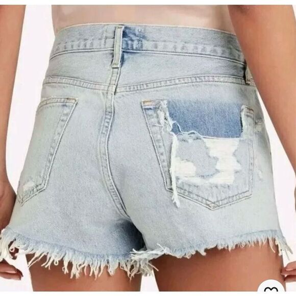 Agolde Denim Shorts Parker Vintage Cut Off Distressed Button Fly Women's Sz 27 - Picture 2 of 10